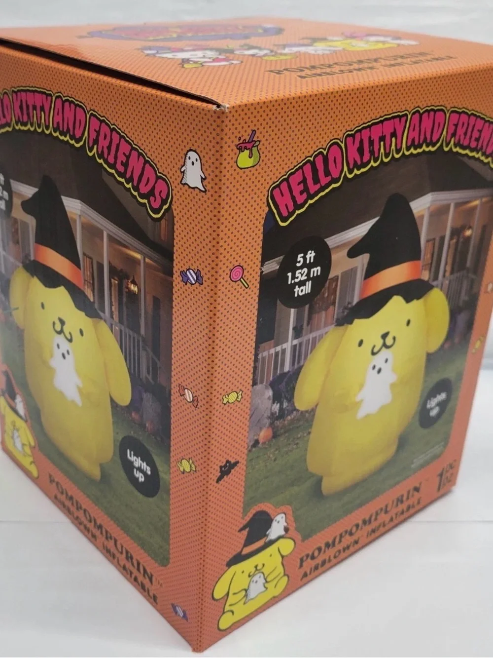 Hello Kitty Pompompurin Witch Hat Ghost Inflatable 5ft Light Up Halloween NEW